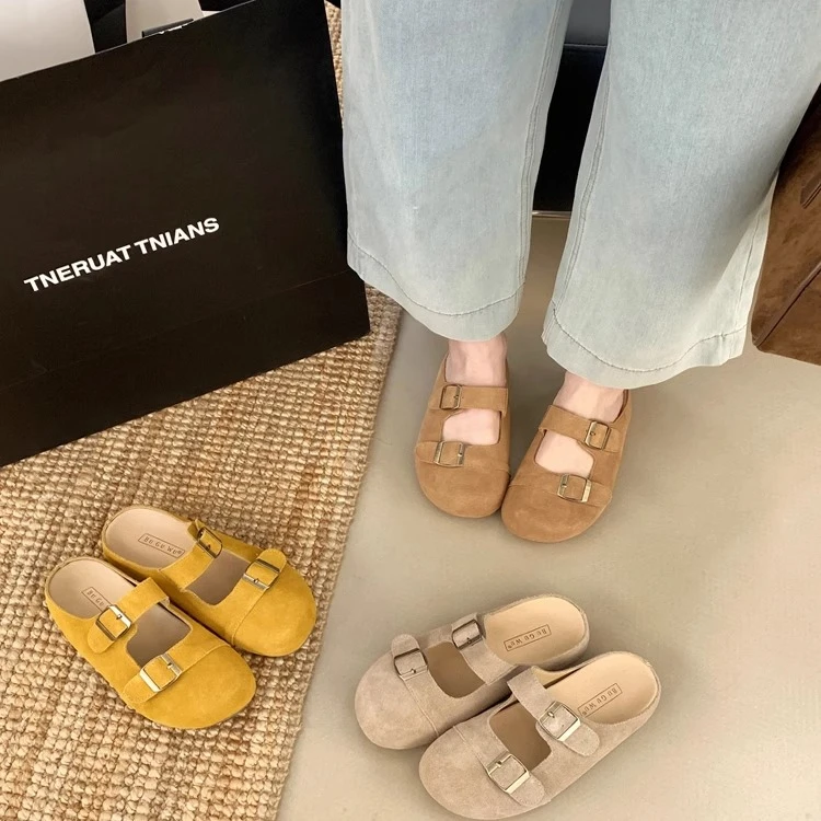 晚晚风孕妇厚底防滑勃肯鞋包头半拖鞋女外穿2025春夏玛丽珍晚晚鞋