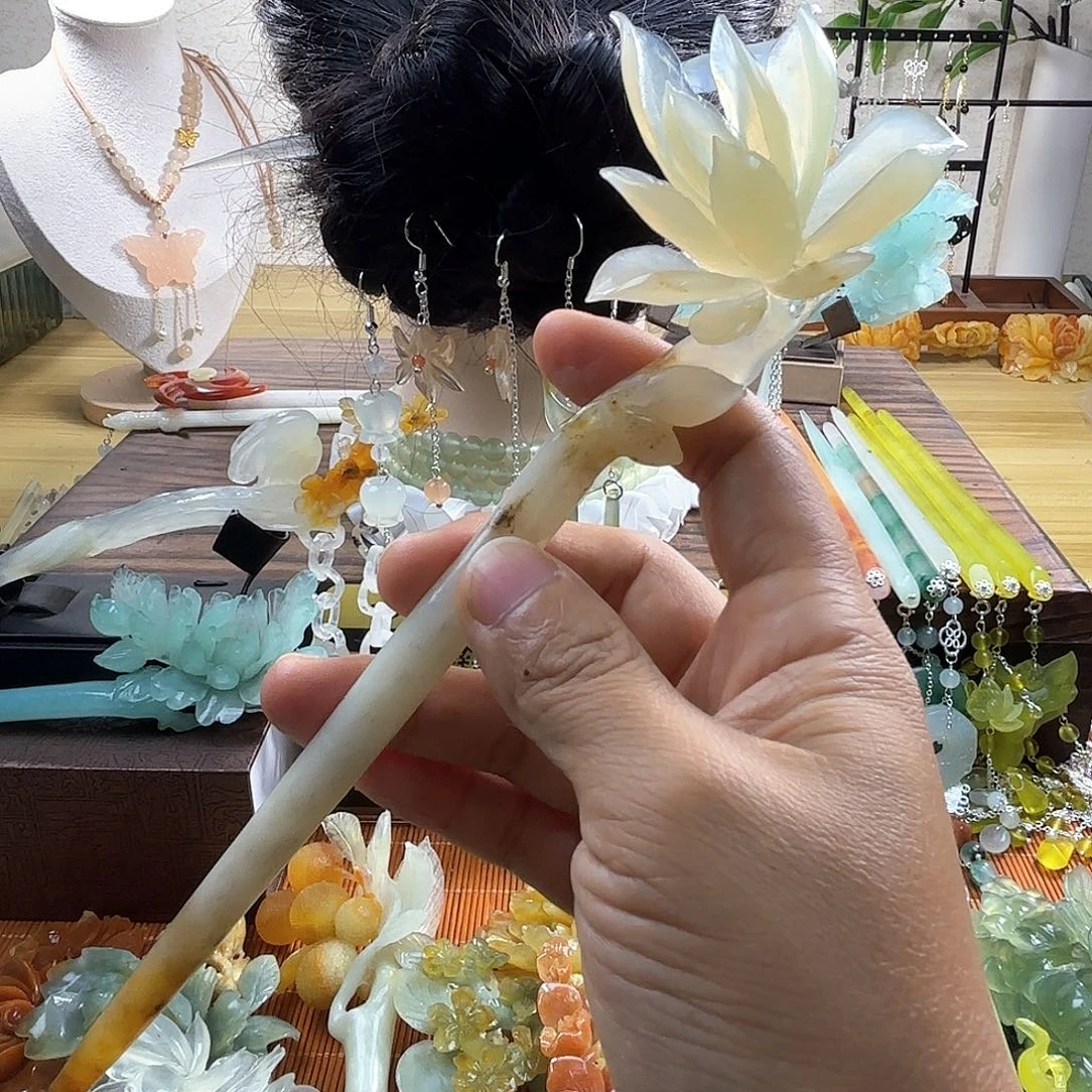 蛇纹石玉合金发饰