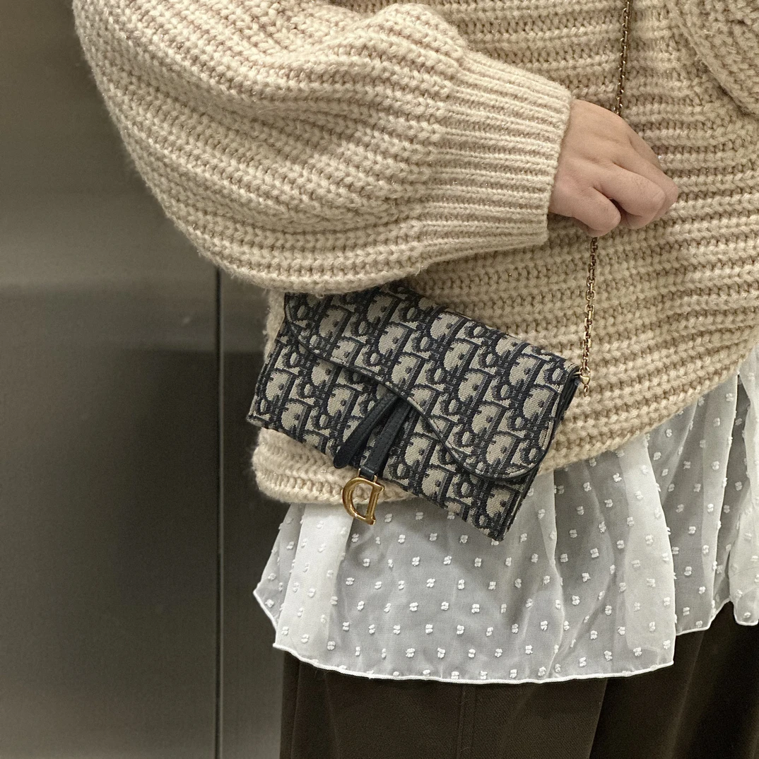 99新 DIOR/迪奥 天天经典蓝色woc腰包