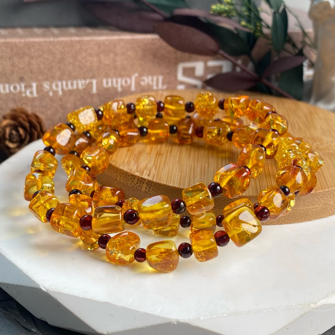 【书记甄选】天然琥珀随型单圈手链 多样式发一YW1985