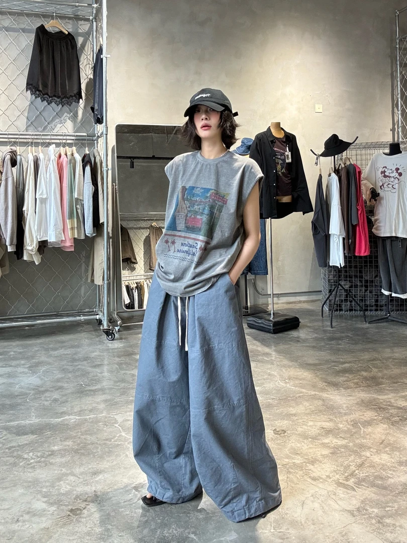 慵懒风休闲宽松裤（雾霾）