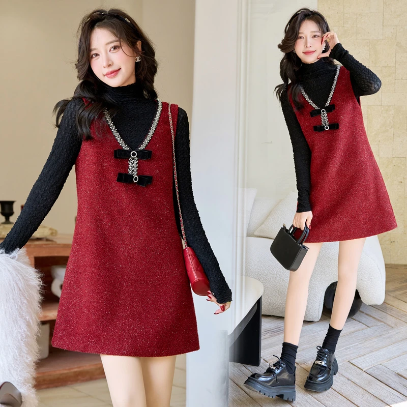 连衣裙女装2025新款春装春天衣服小个子马甲背心裙两件套时尚套装