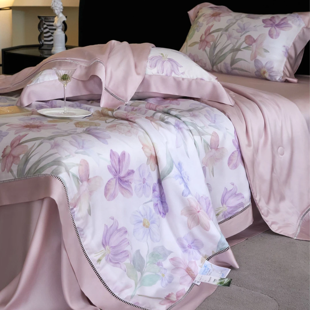 2025新款数码印花兰精天丝四件套单夏被床单枕套床上用品四件套