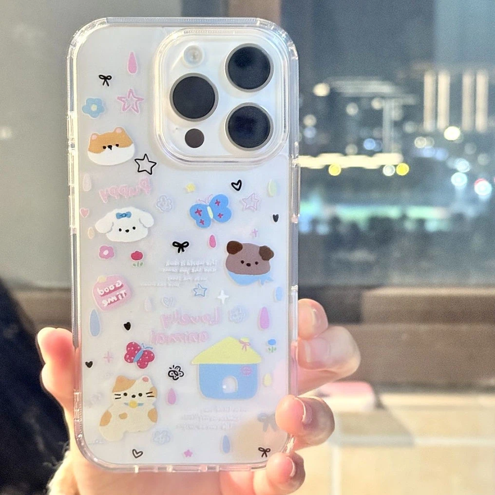 可爱猫狗适用华为mate60苹果oppo小米15/14/13pro防摔vivo手机壳