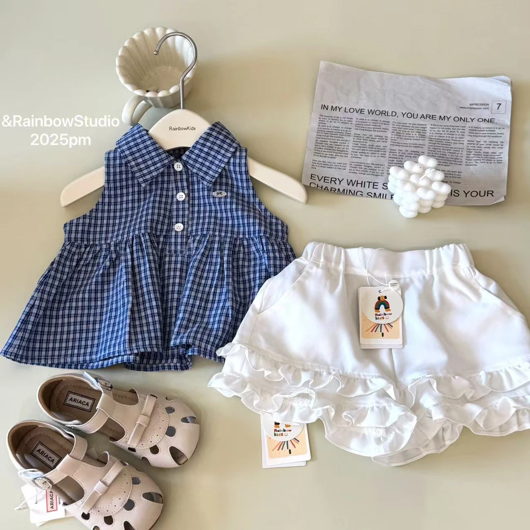 【彩虹家】2025夏款格子polo领套装-88345