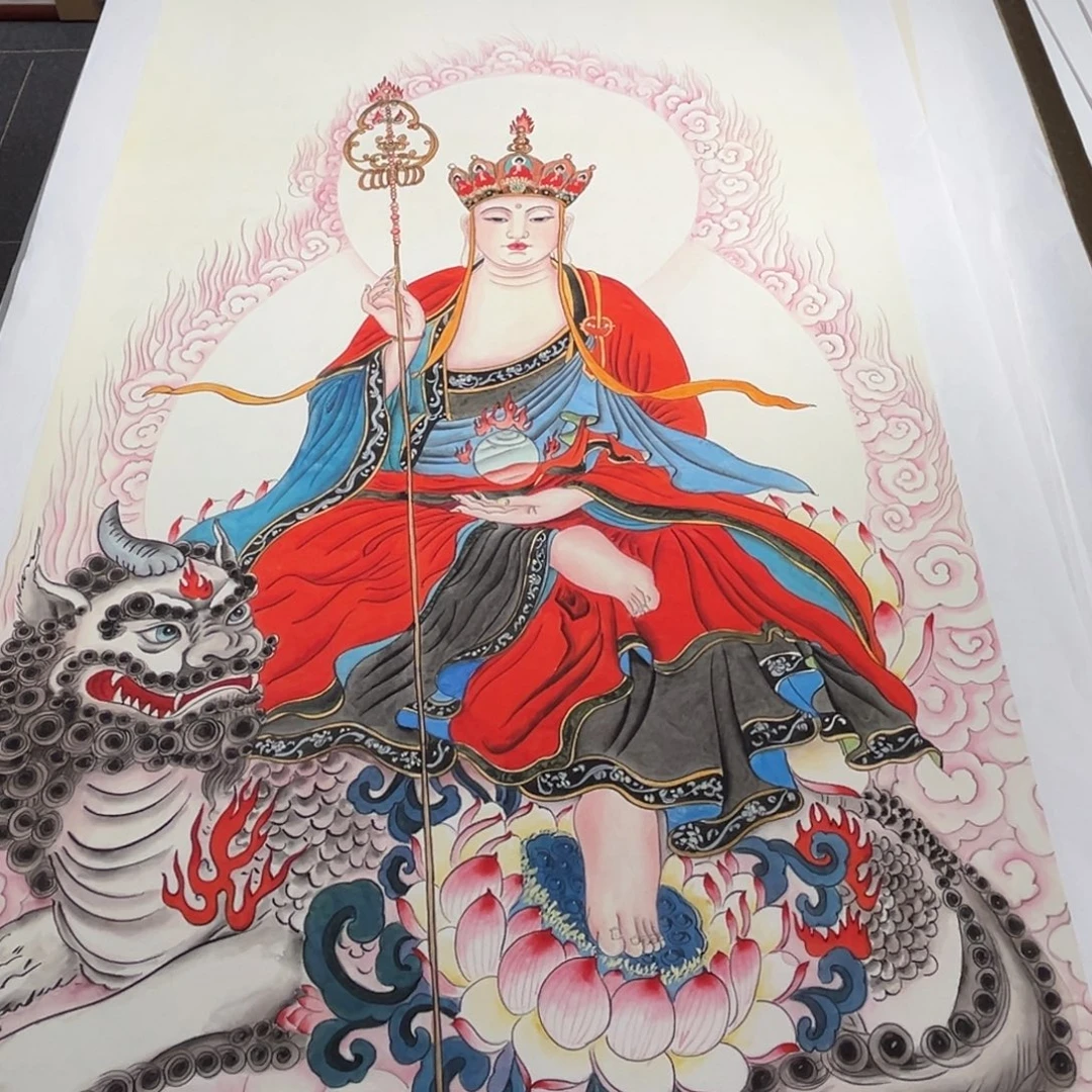 天***财书法瑕疵福利地藏王菩萨带轴