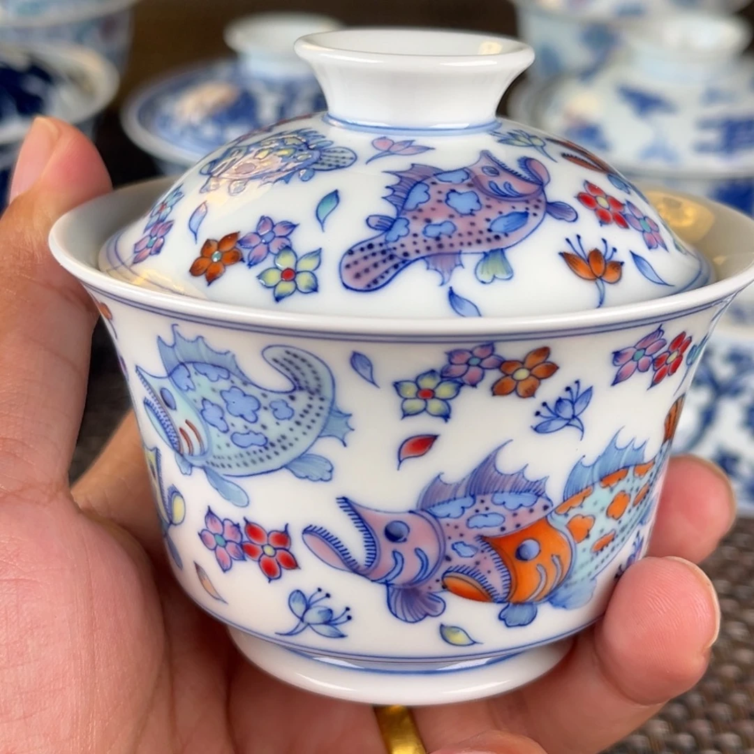 瓷片景德镇陶瓷盖碗