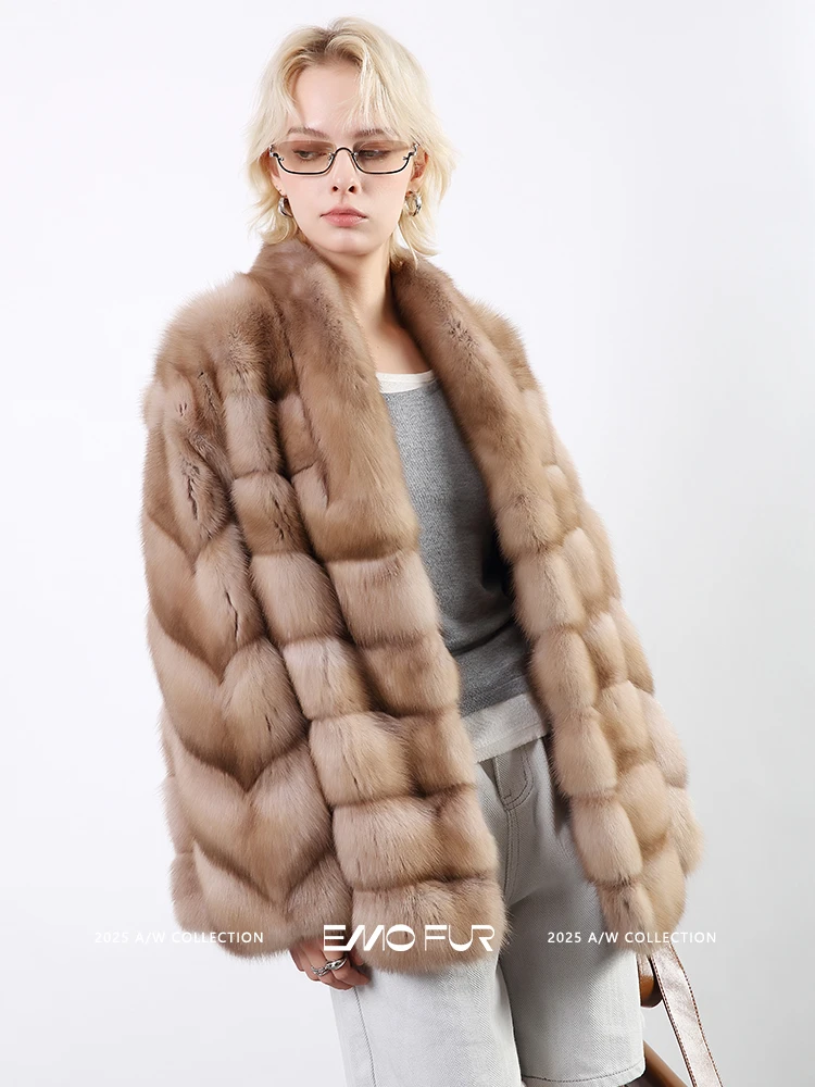 【EMOFUR】原创中古风俄罗斯满天星紫貂皮草-V领66002