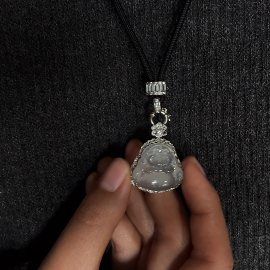 翡翠18K金镶嵌颈饰佛公