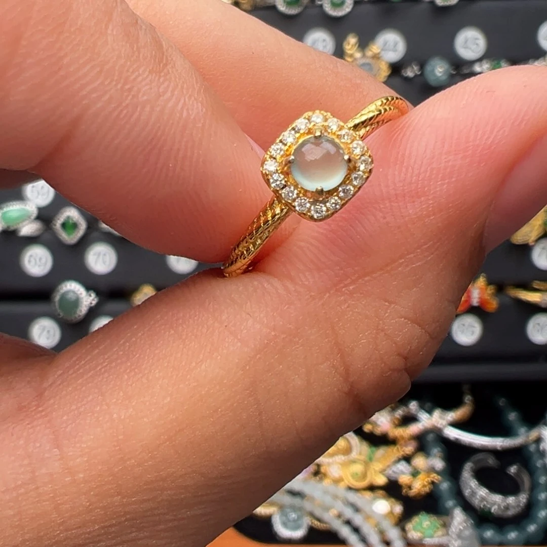 翡翠戒指银S925镶嵌1