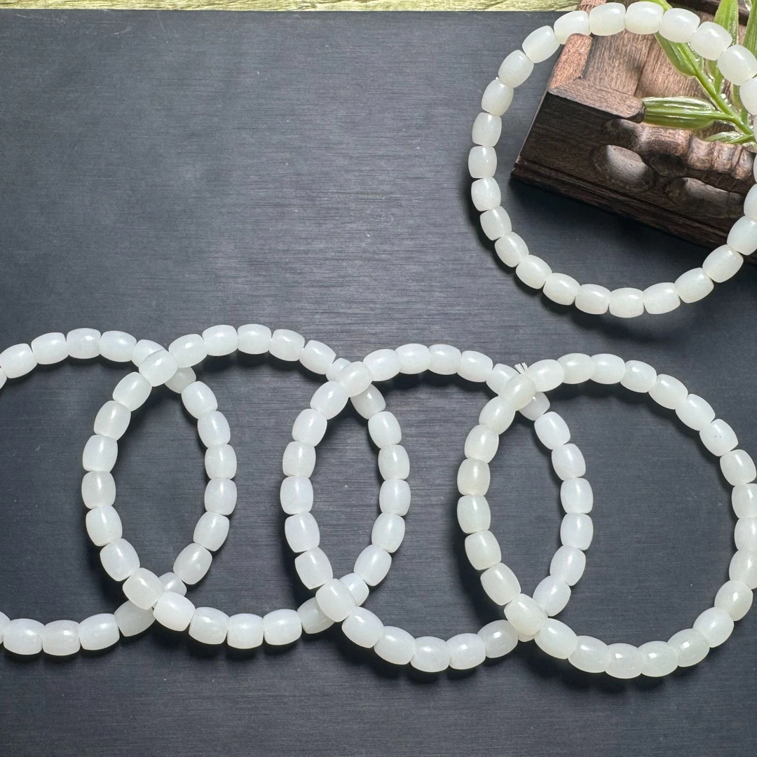 天然新疆和田玉于田卡6直切手串多样性发其一