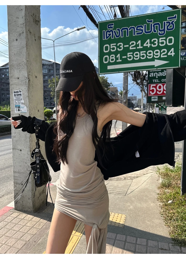 【0122stepll】废土连衣裙辣妹修身设计感包臀气质短裙KKHZXX247805