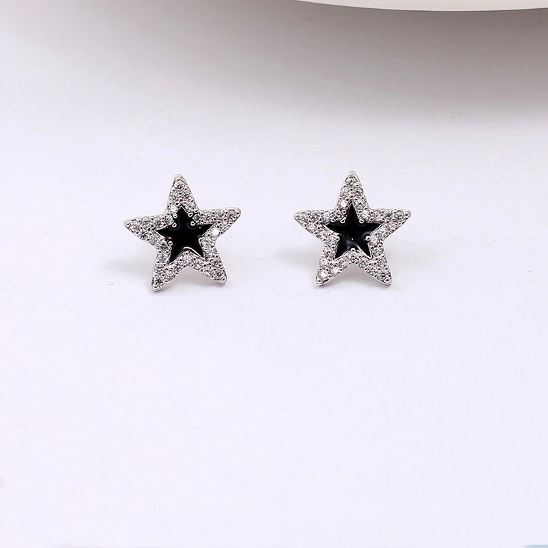 925银耳饰 耳饰女轻奢满钻金C283