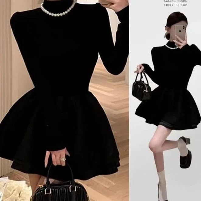 【谭老五推荐】巨显瘦富家千金花苞小黑裙2983+2958