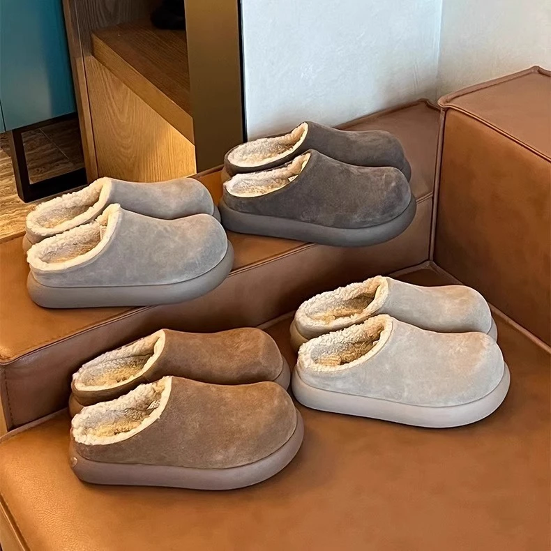 【万达撤柜】小土豆勃肯鞋厚底包头半拖毛毛拖鞋女冬季保暖外穿穆