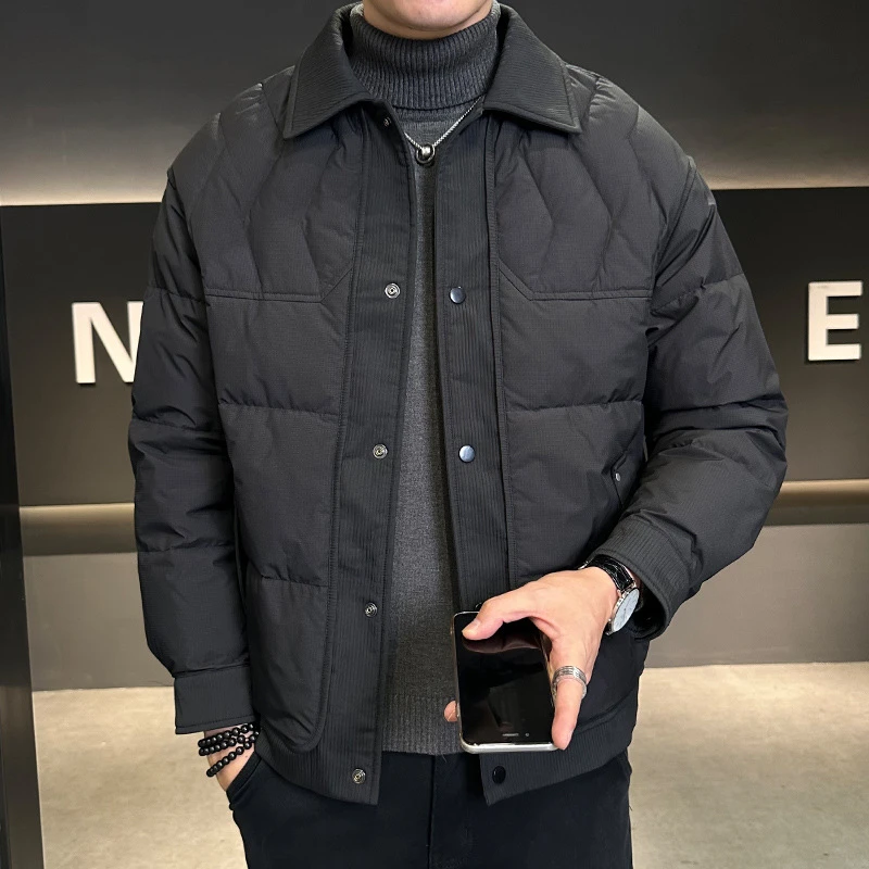 2025秋冬季男士立领外套时尚潮流百搭新款羽绒服冬季翻领外套男士