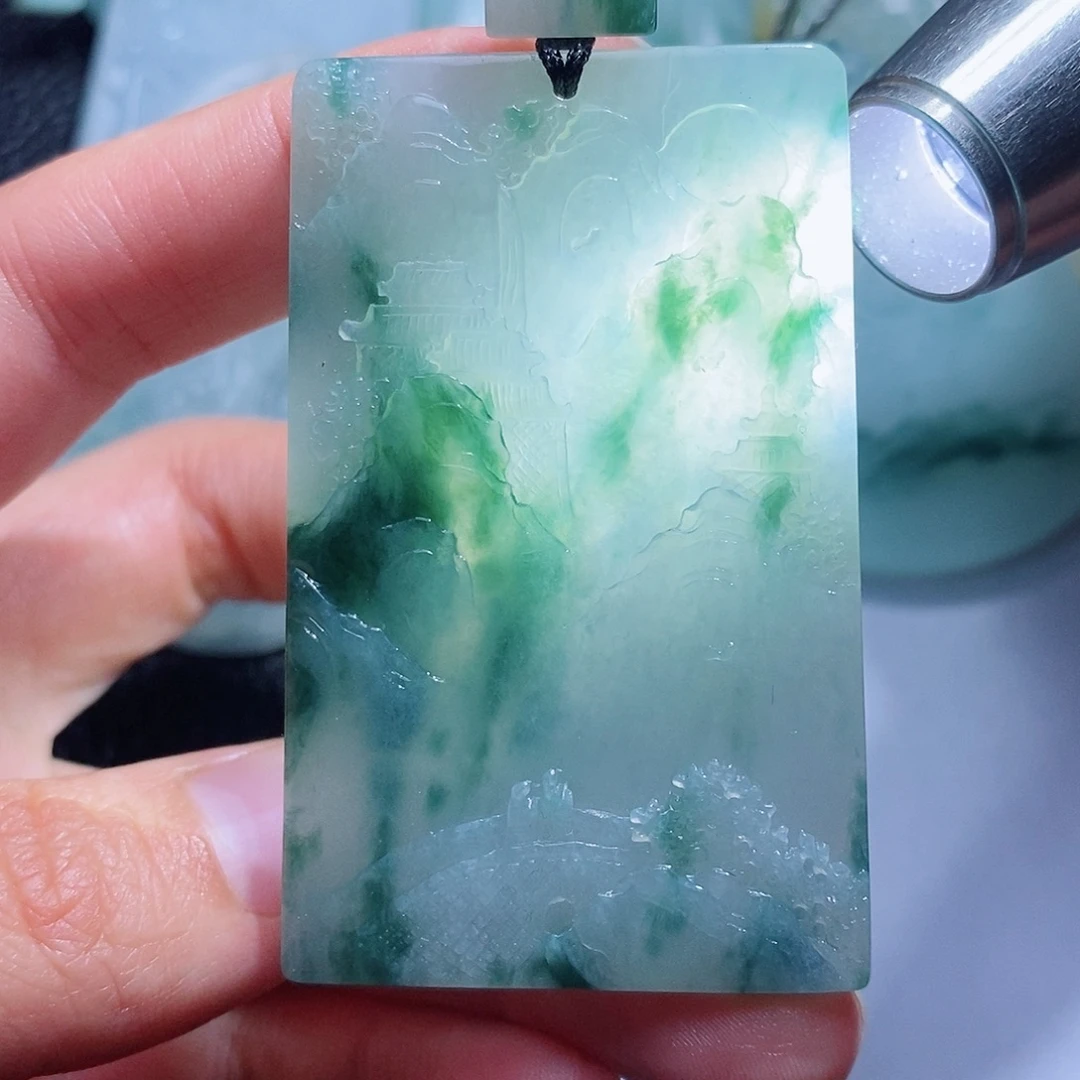 定制翡翠未镶嵌毛货付款后确认抛光