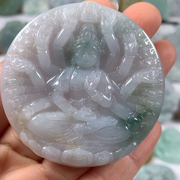 翡翠未镶嵌颈饰千手观音多彩颜色福利
