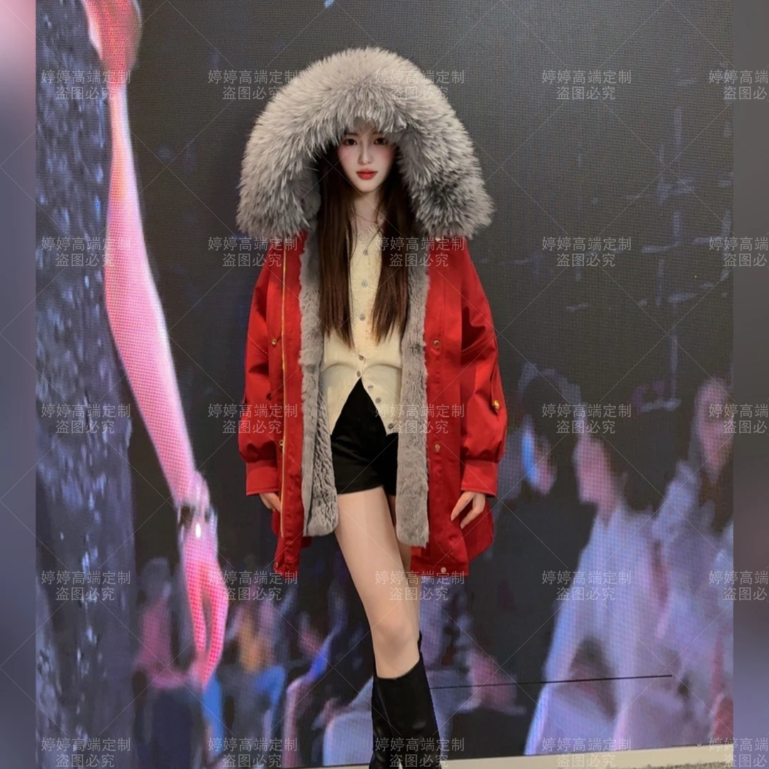 【新年战袍獭兔毛】新款可拆卸獭兔毛内胆大貉子毛领女款派克