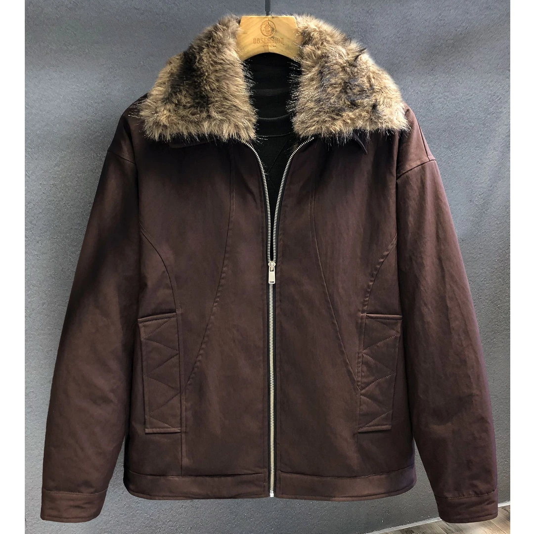 FIDONKICEN/费达基卡仿貂绒设计加厚外套棉服男士冬季新款保暖男
