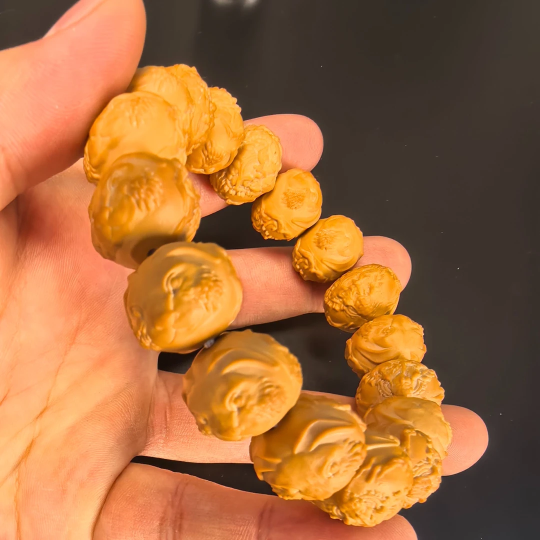 《文渊甄选》精品十二生肖兔 15mm+全品无瑕疵 猴头核桃手串