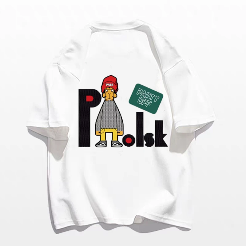 夏日新款潮流时尚男士休闲短袖T恤衫百搭印花圆领宽松上衣针织衫