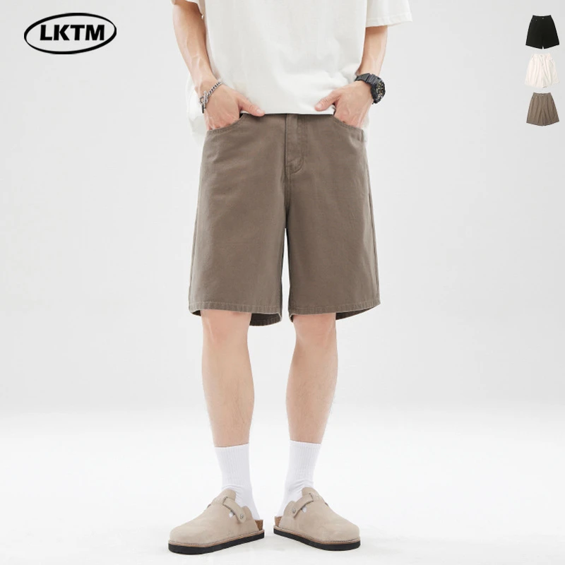 美式复古vintage直筒五分裤男小众情侣百搭简约休闲短裤