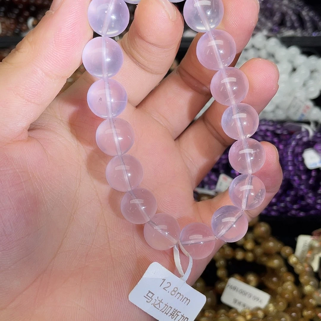 水晶手链未镶嵌马达加斯加粉晶12.8