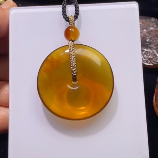 琥珀未镶嵌裸石平安扣13.2克