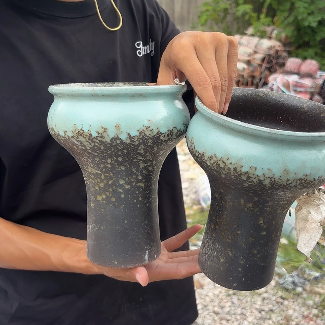紫砂花盆复古火锅瑕疵两个口径15*20