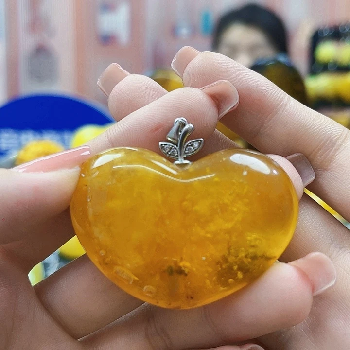 琥珀银S925镶嵌颈饰吊坠