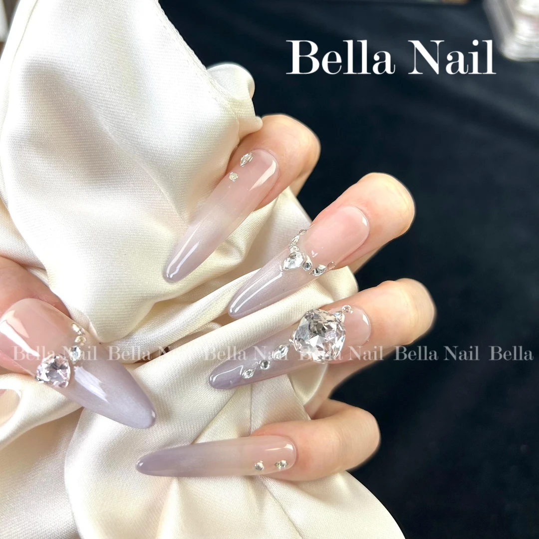 【冰露】BellaNail高级感轻奢紫色渐变侧光蓝猫眼小碎钻穿戴甲