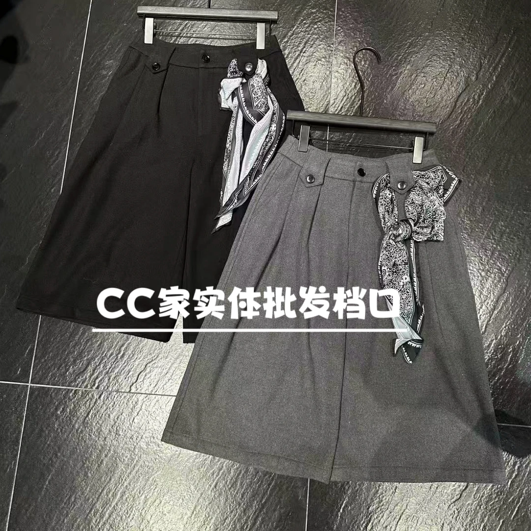 秋冬女士高腰宽松显瘦百搭直筒阔腿五分裤羊毛尼