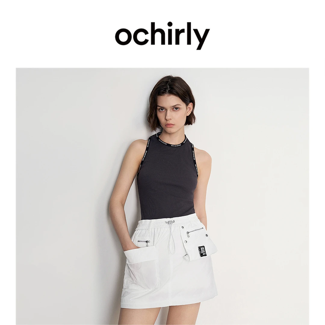 ochirly轻户外露背修身针织背心女运动风1LY102527F