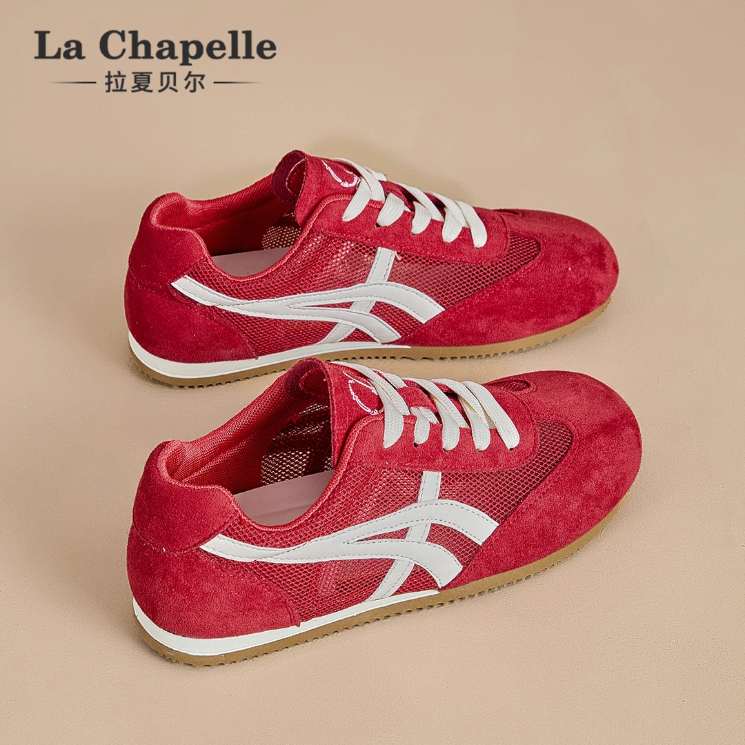 拉夏贝尔欧若风穿搭夏季新款时尚休闲百搭网面薄款清凉透气德训鞋