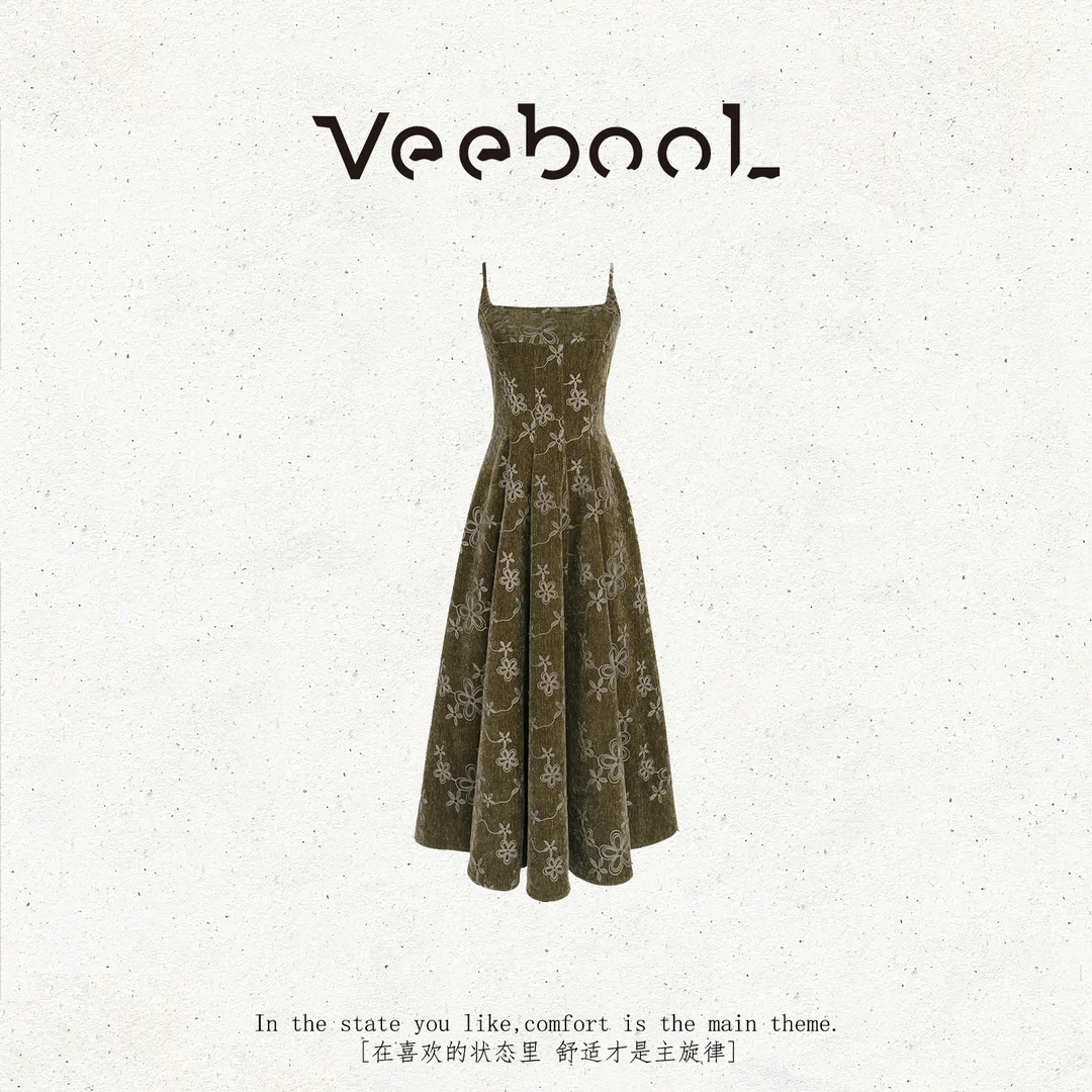 薇宝儿 Veebool【慕荷听雨】秋季新款优雅法式裙子显瘦收腰连衣裙女