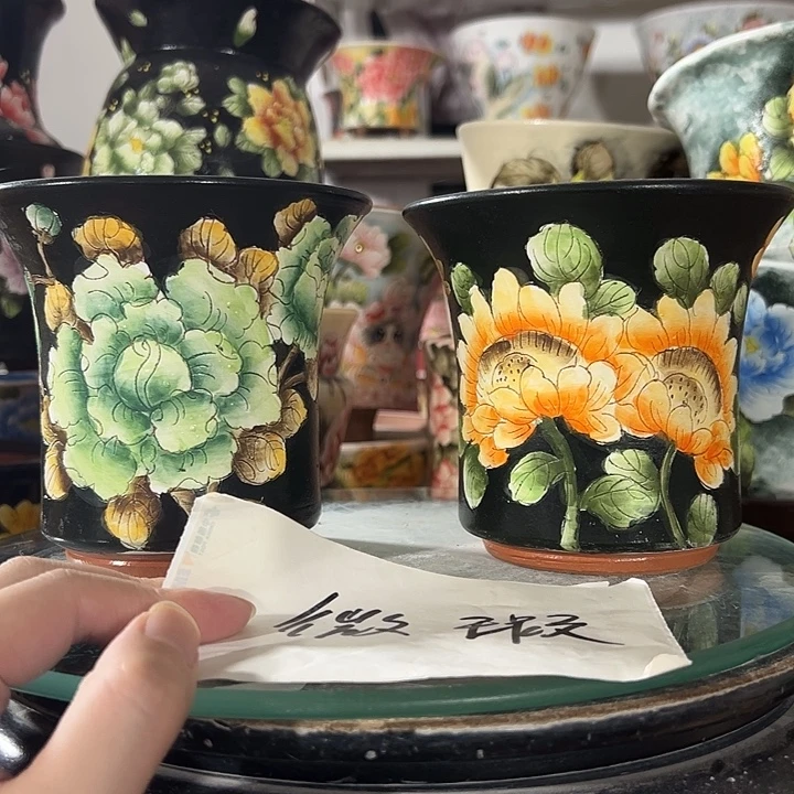 景德镇手绘花盆 满38包邮