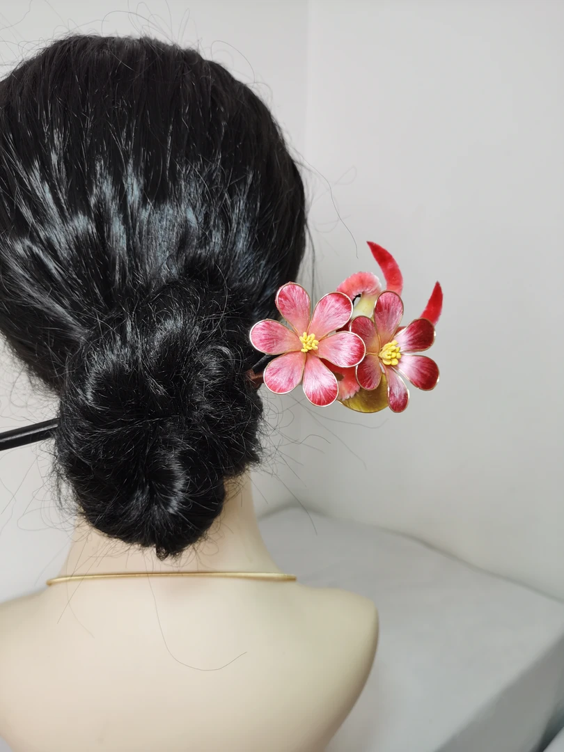 原创手工非遗绒花发簪子古风复古发饰现代百搭收藏中国风汉服发钗