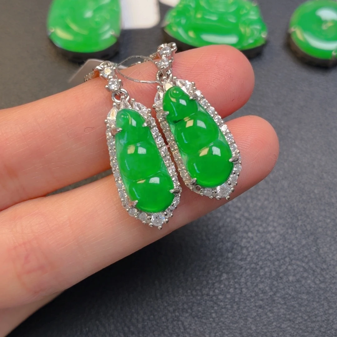 翡翠银S925镶嵌吊坠(不含链)耳坠