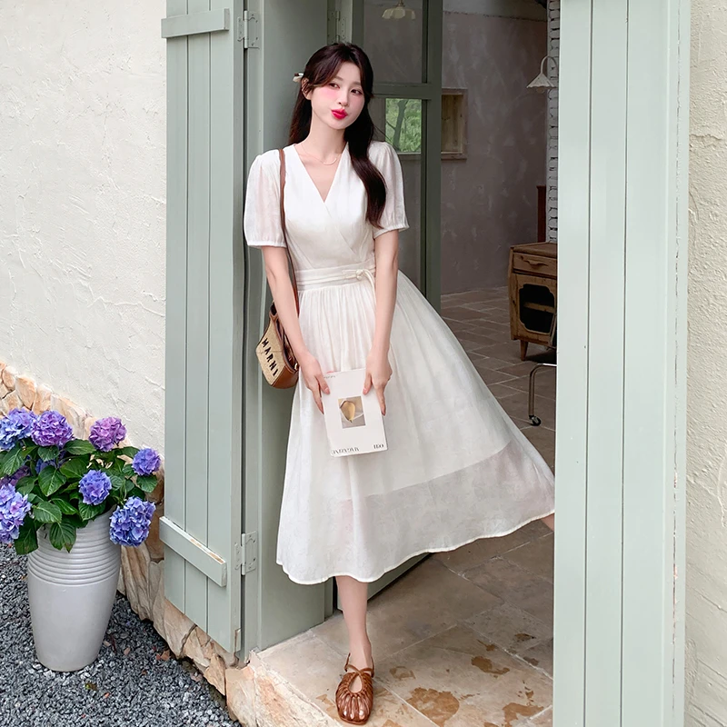 张阿星法式收腰大裙摆气质显瘦款连衣裙