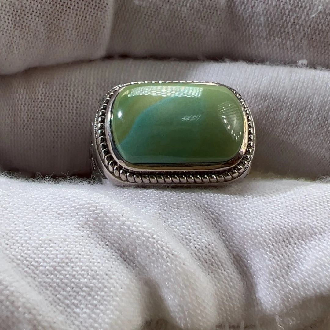 绿松石银S925镶嵌戒指