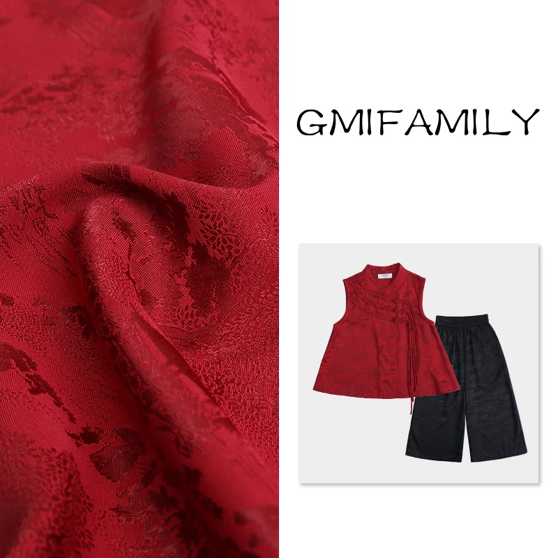 女童唐装新中式裤子2025春季新款小女孩复古提花国风盘扣上衣背心