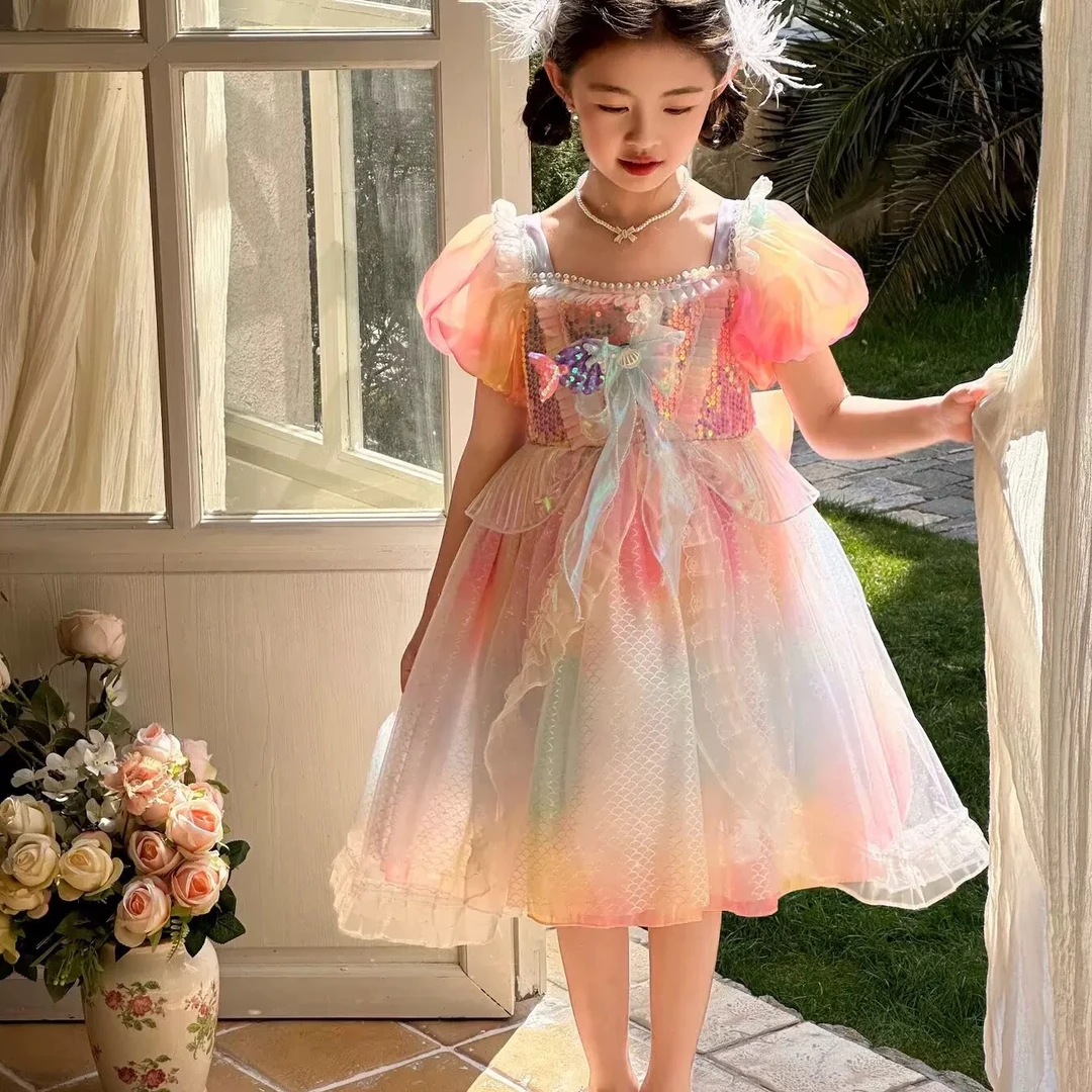 379哈哈家 艾蜜 女童夏季高品质洋气超仙人鱼公主裙儿童蓬蓬裙