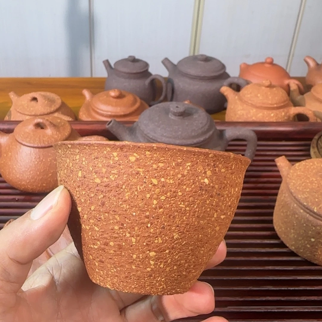 鋒***。紫砂茶壶八目红降洗砂主人杯150cc