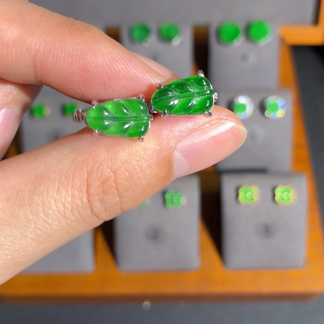 翡翠银S925镶嵌耳饰耳饰