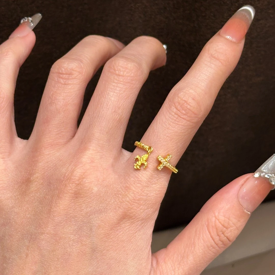 铜合金合成锆石戒指 CC11622 高定系列 开口可调节戒指