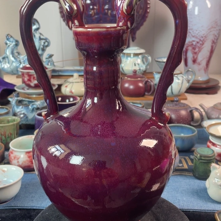 摆件钧瓷煤烧双龙尊