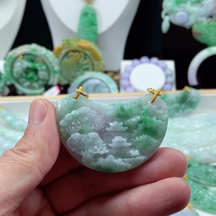 翡翠颈饰未镶嵌翡翠吊坠挂件