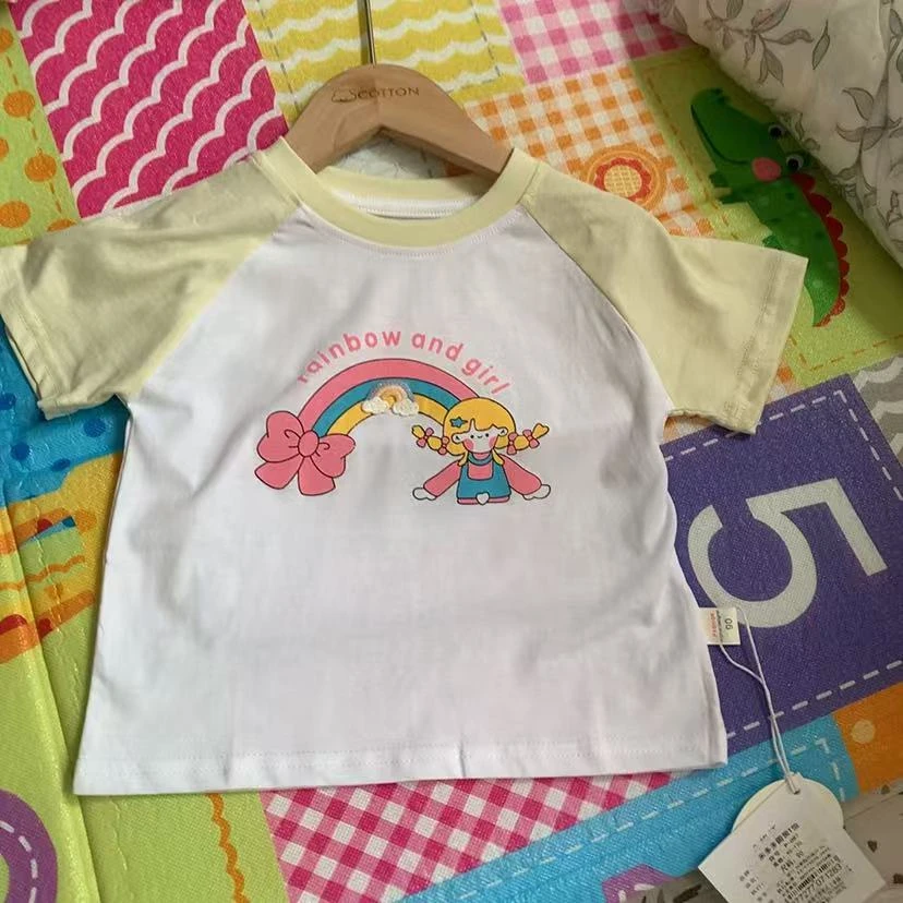 P-087印花插肩领短袖T恤（绿色）