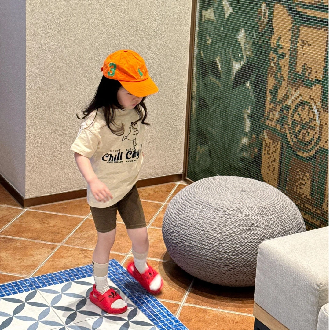 《现货》女童2025夏季新款休闲短袖T恤打底五分裤套装